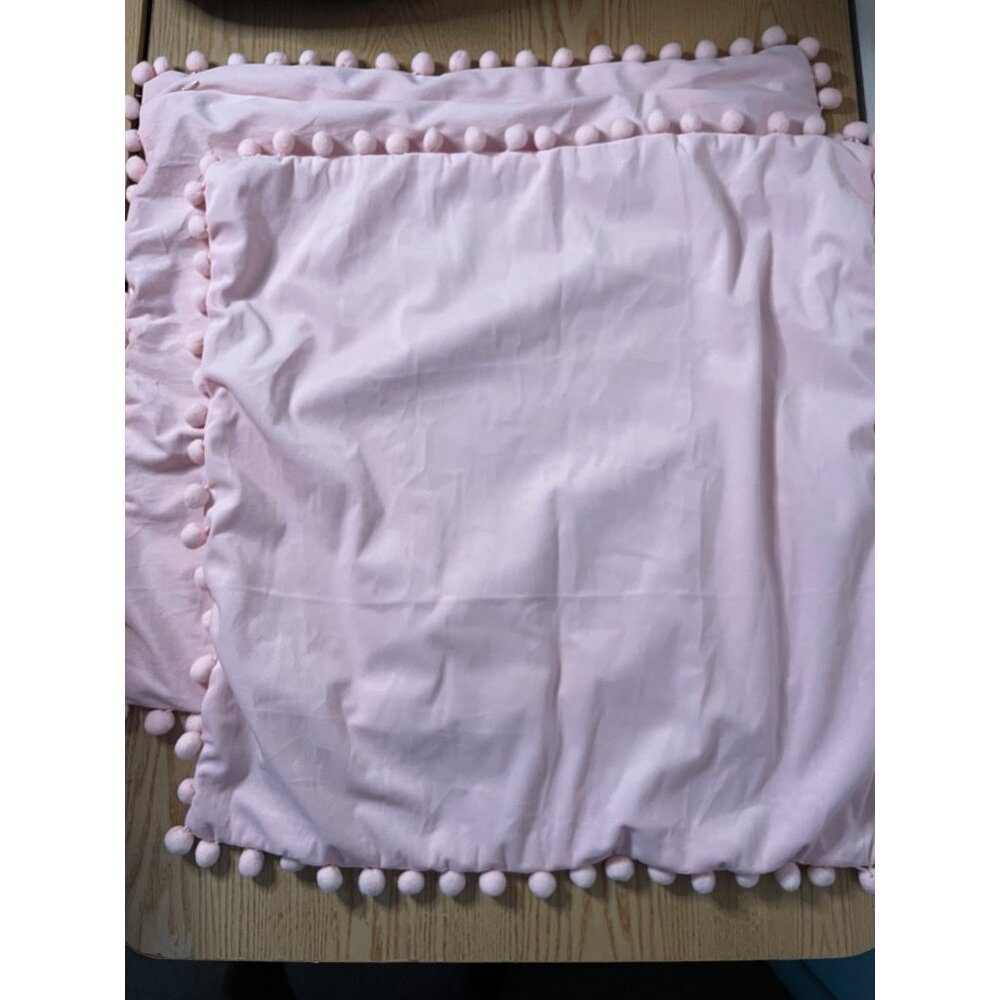 New Bundle of 2 Velvety Feel Pillow Cushion Covers with Tassels Lt Pink 22"x22"
